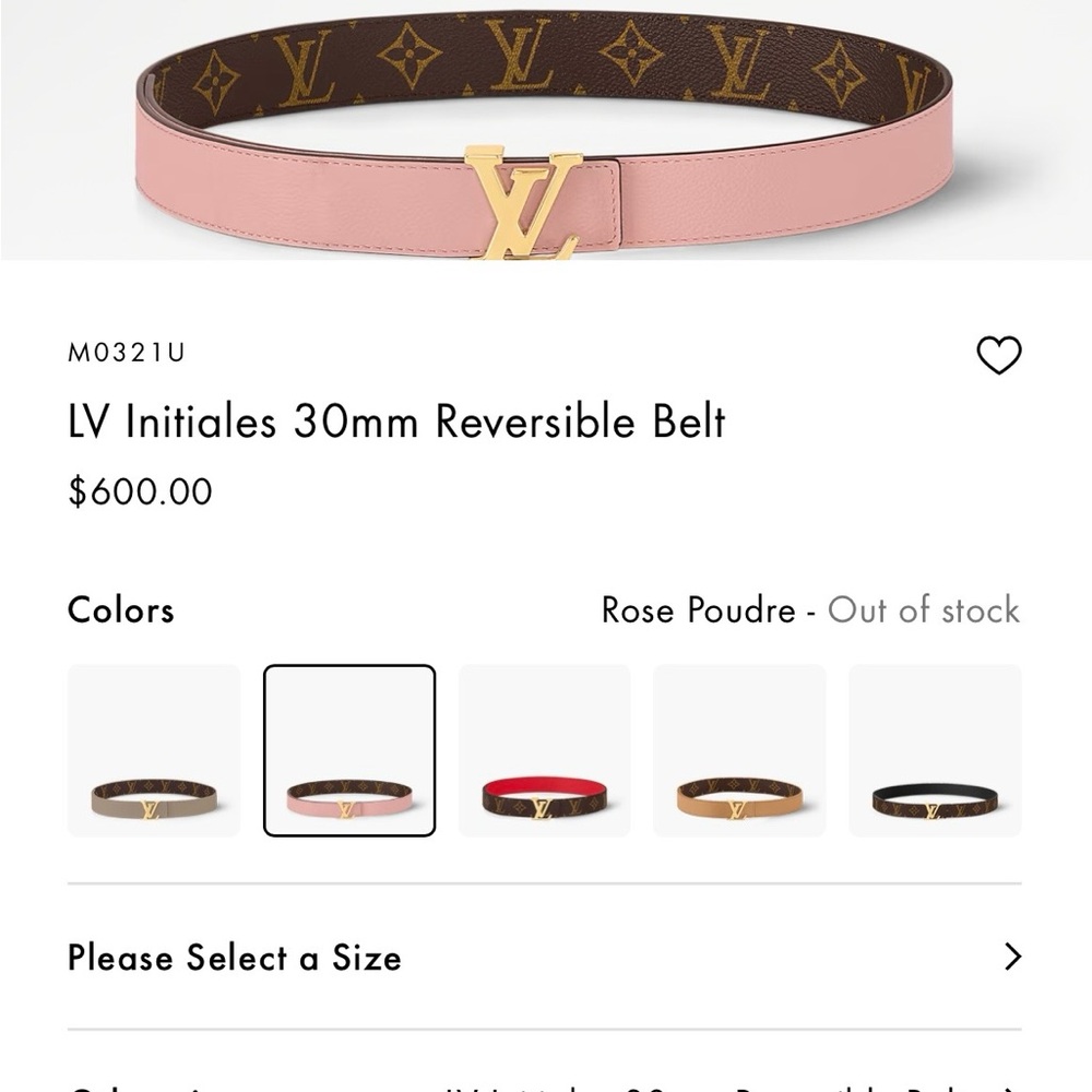 Louis Vuitton Monogram/Rose Ballerine Revers. 30mm Belt 80 - Picture 8 of 8